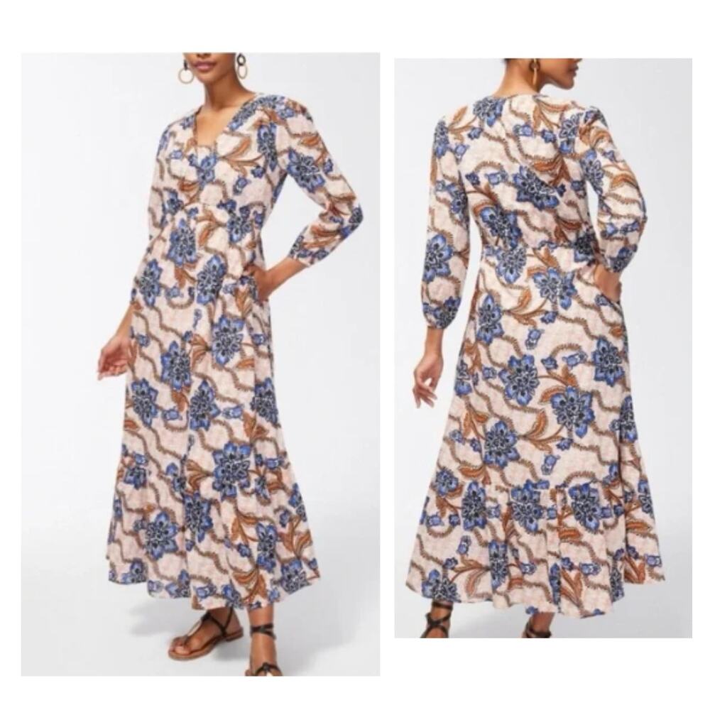 Chico's Tiered Maxi Salsa Night Dress Burnished Clay Cotton NWT Size 2 (US 12)